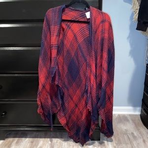 Plaid red and black kimono
